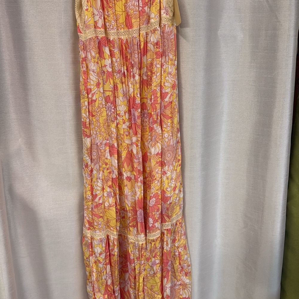 Floral Maxi Dress in Pink and Yellow